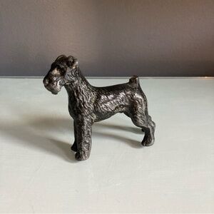 Vintage Metal Airedale Terrier Dog Figurine With Flaw